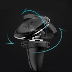 Suport auto magnetic rotatie 360 grade cu suport 2 cabluri si 2 placute cu adeziv pentru telefon incluse , Baseus , negru