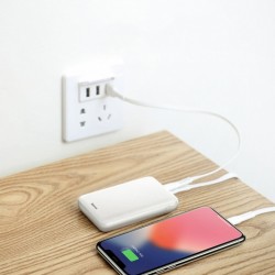 Baterie externa/Power bank mini cu ecran digital , Baseus Mini S , 10000 mAh USB + USB-C PD + Lightning , alba
