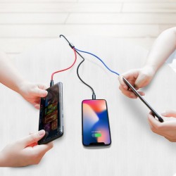 Cablu pentru incarcare pentru toate tipurile de dispozitive, Baseus Three Primary Colors USB, cu mufe Micro-USB, USB-C, Lightning, 3A, 1,2M, negru