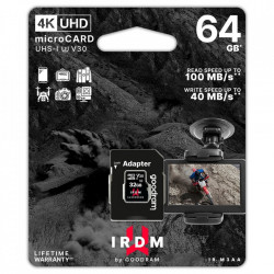 Card de memorie Goodram Microcard 64 GB micro SDHC SDXC UHS-I U3 V30 memory card SD adapter black (IR-M3AA-1280R12)