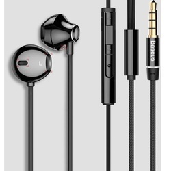 Casti audio telefon cu telecomanda pentru controlul volumului , Baseus Enock H06 , jack 3.5 mm , negru