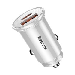 Incarcator auto Baseus Circular PPS Universal Smart USB Quick Charge 4.0 QC 4.0 and USB-C PD 3.0 SCP , alb