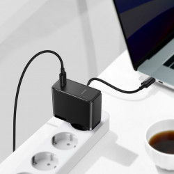 Incarcator +cablu USB C la USB C 100 W (20 V / 5 A) de 1.5m Baseus GaN2 (gallium nitride) 100 W Quick Charge 5 Power Delivery 3.0 black (TZCCGAN-L01)
