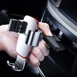 Suport auto cu rotire 360 pentru telefon cu prindere in fanta pentru CD , Baseus Metal Age Gravity , gri