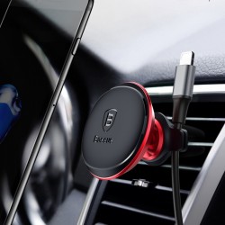 Suport auto magnetic rotatie 360 grade cu suport 2 cabluri si 2 placute cu adeziv pentru telefon incluse , Baseus , negru