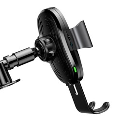 Suport auto pentru telefon cu incarcare wireless QI si brat flexibil , Baseus Heukji Fast charge , Negru