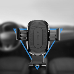 Suport Baseus Auto Gravity cu Wireless Charger Black (incarcare Qi, prindere la sistemul de ventilat (WXYL-01)