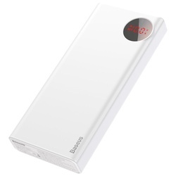 Baterie externa/Power bank 20000 mAh , Baseus Mulight cu display putere si voltmetru , compatibil cu Apple Macbook , PD3.0 QC3.0 , alb