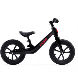 Bicicleta Pegas Micro fara pedale, pentru copii din Magneziu cu Kit de Schi Inclus, roti 12 inch, Negru/Rosu
