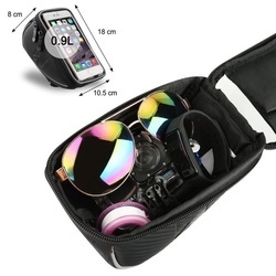 Borseta bicicleta Wozinsky cu husa telefon impermeabila pentru telefoane pana in 6.5 inch, cablu jack 3.5 mm inclus , montare pe ghidon , 0.9 L , neagra