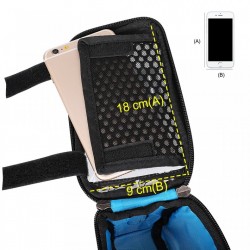 Borseta bicicleta Wozinsky cu husa telefon impermeabila pentru telefoane pana in 6.5 inch, cablu jack 3.5 mm inclus , montare pe cadru , 1L , neagra