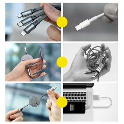 Cablu de date (lightning) si incarcare Baseus Fabric , 1.2 M , retractabil cu 3 capete 1 x USB C , 1 x micro-usb , 1 x lightning , negru