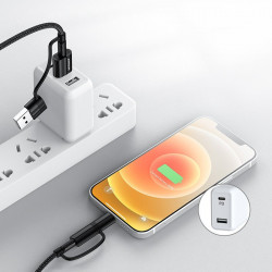 Cablu Joyroom 4in1 multifunction fast charging USB Type C / USB - USB Type C / Lighting Quick Charge Power Delivery 3 A 60 W 1,2 m black (S-1230G3)