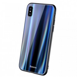 Husa telefon, Baseus Laser Luster, pentru iPhone X, cu margini din silicon si spate din sticla securizata, negru