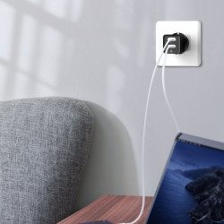 Incarcator priza Baseus GaN PPS 60 W (20 V / 3 A) 2x USB Typ C Quick Charge 3.0 Power Delivery SCP FCP AFC (gallium nitride) black (CCGAN-M01)