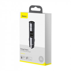 Modulator FM bluetooth si incarcator MP3 fără fir Baseus Energy Column Car (Wireless 5.0 + 5V / 3.1A) Gri închis