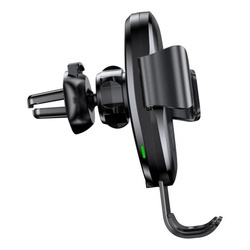 Suport Baseus Auto Gravity cu Wireless Charger Black (incarcare Qi, prindere la sistemul de ventilat (WXYL-01)
