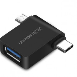 Adaptor UGREEN 2in1 OTG USB-A 3.0 la USB-C și micro-USB