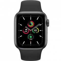 Apple Watch SE, GPS, Carcasa Space Gray Aluminium 44mm, Black Sport Band