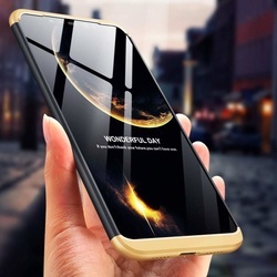 Husa 360° Matte Full Protection Gema Mixt pentru Xiaomi Redmi Note 6 Pro (fata + spate ) , negru-auriu