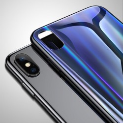 Husa telefon, Baseus Laser Luster, pentru iPhone X, cu margini din silicon si spate din sticla securizata, negru