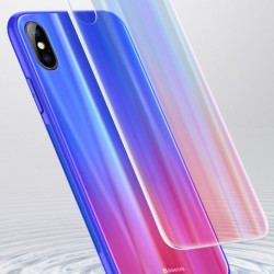 Husa telefon, Baseus Laser Luster, pentru iPhone X, cu margini din silicon si spate din sticla securizata, albastru+verde