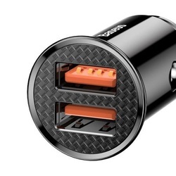Incarcator auto Baseus Circular Universal Smart Car Charger , 2x USB QC3.0 Quick Charge 3.0 SCP AFC 30W , negru
