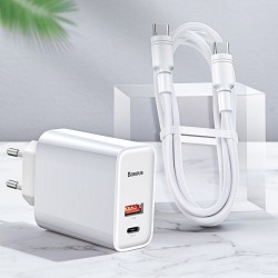 Incarcator priza + cablu Type C, Baseus Speed PPS Quick charger C+U 30W EU USB / USB Type C PD Quick Charge 3.0 QC3.0 + USB Type C