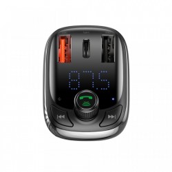 Modulator FM bluetooth 5.0 si incarcator, Baseus Quick Charge 4.0 Power Delivery USB Typ C / microSD 5A black (CCTM-B01)