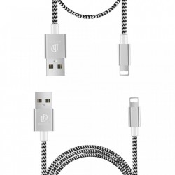 Set 2 cabluri de date si incarcare Dux Ducis K Two , 1 x Lightning 100 cm 5V 2A si 1 x Lightning 20 cm 5V 3A , silver