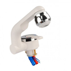 Baterie apa calda / rece "Tap-Perfect", diametru gaura ∅ 27 mm, alb cu argintiu