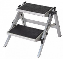 Scara pliabila din aluminiu cu doua trepte pentru rulote, inaltime 40 cm