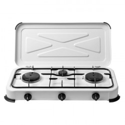 Aragaz emailat CAGO pentru camping cu capac, 3 arzatoare, 50 mbar