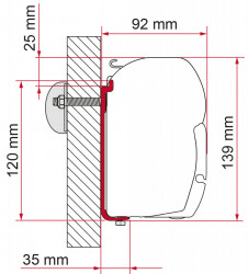Adaptor copertina Fiamma F45 pentru perete vertical AS 120