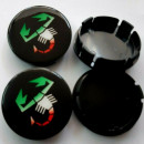 Centros de Jantes Abarth pretos com bandeira italiana 60/55.5mm