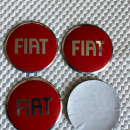 Centros de Jantes em 3D Fiat 56mm vermelhos