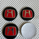 Centros de Jantes 3D Honda 56mm pretos e vermelhos