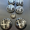 7 emblemas Alfa Romeo 147/156/ 159, 164 Brera, Spider 939, MITO pretos