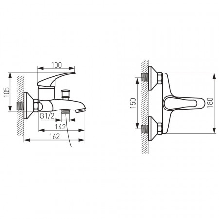 Set FERRO QUADRO& BASIC 2in1 Coloana de dus mobila QUADRO cu raft cosmetice + Baterie cada/dus Basic