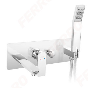 Baterie ingropata cada/dus Square, crom cu pipa si set dus