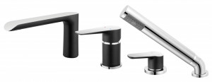 Baterie Montaj Pe Cada 4 Orificii Adore Black, Negru/Crom
