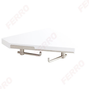 Etajera de colt cu 2 agatatori Yacore, alb/inox