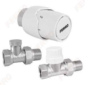 Set robineti radiator drepti 1/2" tur termostatic+retur+cap termostat GT20