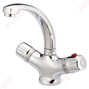Baterie termostatata stativa lavoar Aquamat, crom cu ventil - 2601,0
