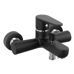 Coloana de dus Ferro Algeo, cu baterie cada / dus, set bara dus, culisant, dus fix, para dus mobila, negru mat rotund