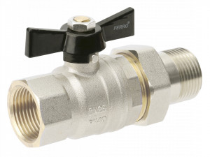 Robinet trecere cu olandez din alama PN40, 1" FI-FE cu sfera si fluture