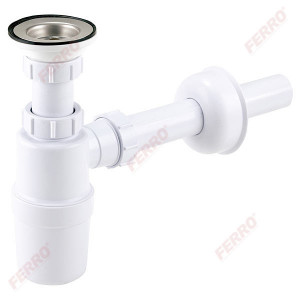 Sifon lavoar 1 1/4x40 mm, PP alb tip butelie cu ventil