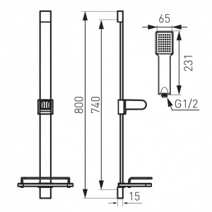 Set FERRO STRATOS 3in1 Baterie stativa lavoar + Baterie perete cada/dus + Set dus cu para dus 1 functie, ploaie, crom