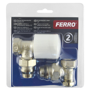 Set robineti termostatabili radiator tur/retur coltari 1/2" cu presetare