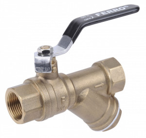 Robinet trecere din alama cu filtru Y PN40, 1 1/4" FI-FI cu sfera si maneta